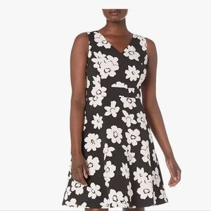 Nine West Floral Sleeveless Black and White Dress